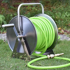 Stainless Steel Garden Hose Reel - Wall/Floor Mounted Metal Water Hose Holder, Heavy Duty Portable Outdoor Water Hose Reel for Lawn & Car Washing Storage - Image 2