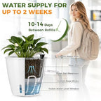 Upgraded Self Watering Pots for Indoor Plants, 12-Pack 5 Inch Top-Fill Self Watering Planter with Water Window, Orchid Pots, Clear Wick Inner Basket with Drainage, White - Image 5