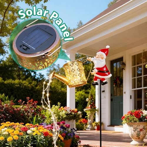 Christmas Solar Kettle Light, 2026 New Garden Lawn Decorative Light, Outdoor Hanging Solar Powered Santa Claus Watering Can with LED for Lawn Decorations (Colorful) - Image 7