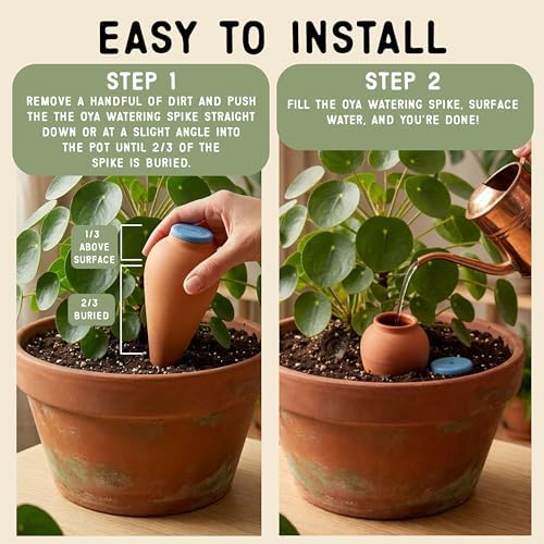 2-Pack 16 oz Terracotta Pot | Self Watering Spikes for Indoor Plant Pots - Image 4