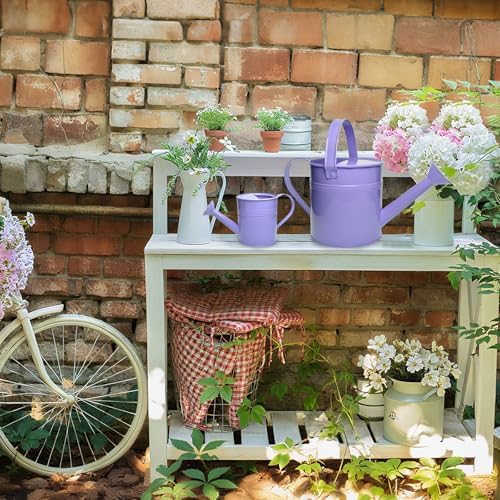 Small Metal Watering Can Set, Pink, 1.2L and 0.23L Garden Cans with Long Spout, Indoor Outdoor Plant Care (Purple) - Image 7