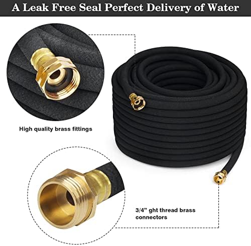 5/8" Soaker Hose for Garden Drip Hose Irrigation System with Solid Brass Fitting for Lawns Flower Beds & Vegetable Gardens (100FT) - Image 3