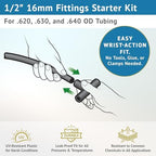 DIG 1/2" 16mm Drip Irrigation Compression Fittings Quick Start Kit | Fits .620"–.640" OD Poly Drip Tubing | High-Impact Plastic | UV Resistant | Leak-Free Performance - Image 4