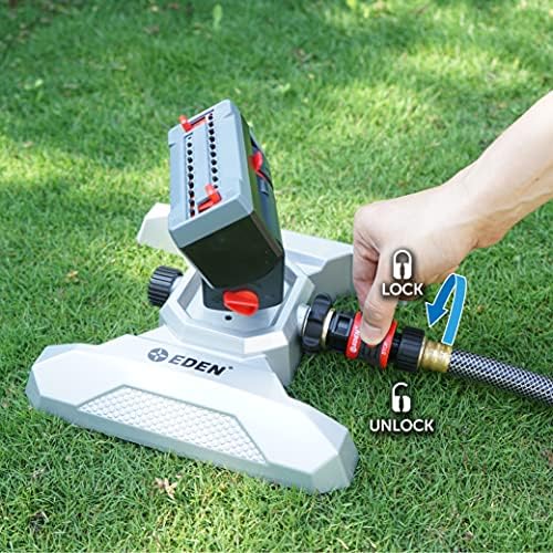 Eden 94127 Metal Adjustable 4-Way Mini Turbo Oscillating Sprinkler W/Quick Connect Starter Set, 20 Nozzle, Covers up to 4,000 sq. ft. - Image 3