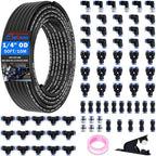 1/4" Air Line Tubing Kit, 50 FT(15M) DOT Air Line PA Nylon Tubing with Push to Connect Fittings, 1/4 Inch OD Quick Connect Air Hose Kit for Compressor Accessories System (75 Pcs) by Taiidaues