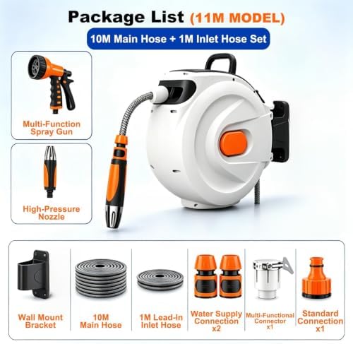 Automatic Garden Water Hose Reel Wall Mounted 180 Swivel - Image 3