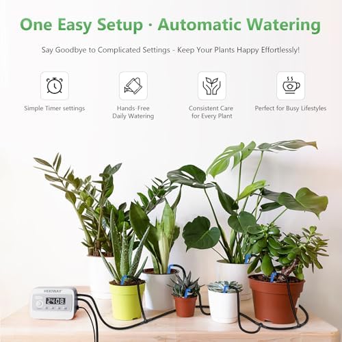 82FT Automatic Plant Watering System–HEKIWAY 390 Adjustable Watering Modes, Supports 30 Pots | Indoor Garden System & Vacation Plant Watering Devices, Auto Watering for Plants Outdoor - Image 2