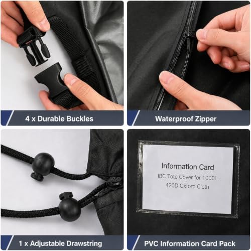 IBC Tote Cover 275 Gallon Waterproof 420D Water Tank Cover - Image 3