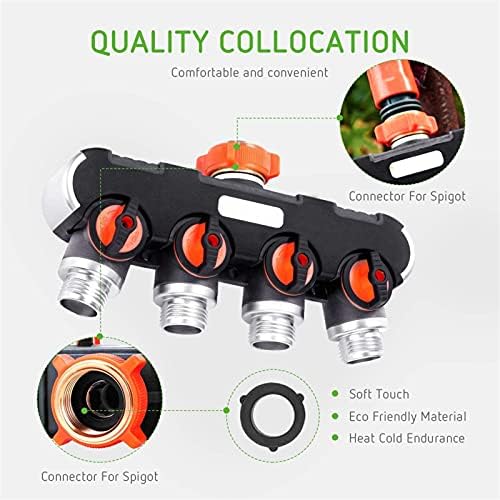 Zkenyao-Brass Connector 4 Way Garden Hose Splitter Water Hose Connector, Faucet Adapter with Comfortable Rubberized Grip for Drip Irrigation Lawns, Simple to Install - Image 6