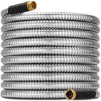 25-75ft Stainless Steel Garden Hose, Compatible For Metal Plumbing Truck Hose Airbrush Hose Gardening Fittings(Color: 75FT) by Unknown