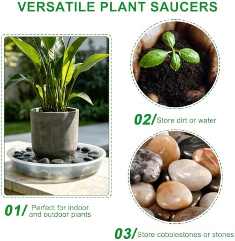 TITE 3 Pack Plant Saucer Heavy Large Planter Durable Thicker Plastic Plant Trays for Indoors and Outdoor,Plant Saucer Drip Trays (Transparent, 16 inch) - Image 2