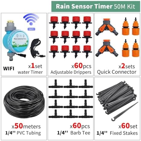 Garden Supplies 50M-5M DIY Drip Irrigation System Automatic Watering Garden Hose Micro Drip Watering Kits with Adjustable Drippers Nozzle(KIT009-50M) - Image 2