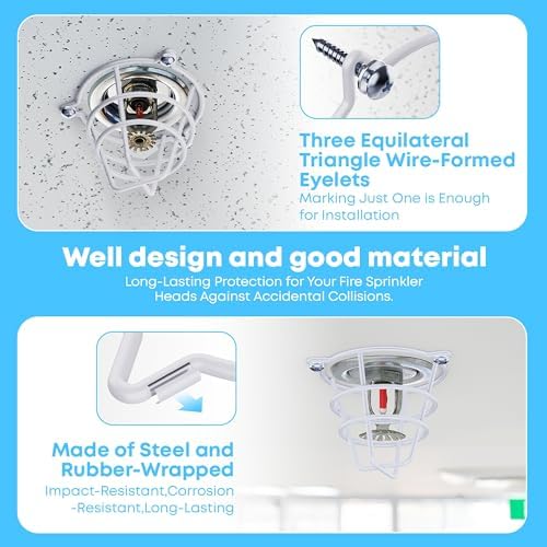 Fire Sprinkler Head Cover Guard,White Fire Sprinkler Cage Suit 1/2"&3/4", Sprinkler Protection for Semi-Recessed Fire Sprinkler,Sprinkler Cover Side Wall/Pendent/Upright (6 PCS) - Image 3