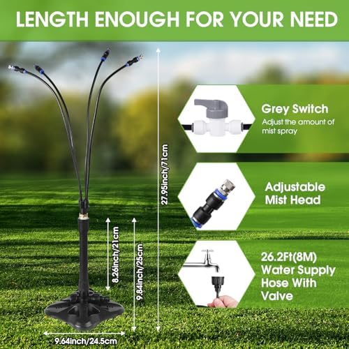 Standing Misters for Outside Patio, Adjustable Cooling System 26.2Ft(8M) - Image 2