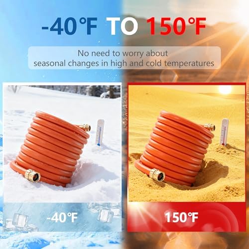 Garden Hose 100ft x 5/8", Custom Length, -40°F to 150°F, All-weather, NO Kink, Flexible, 600 Burst PSI, Leakproof Water Hose with Additional Customizable Solid GHT Fittings - Image 5