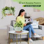 2 Pack 12 Inch Self Watering Hanging Planters for Indoor Outdoor Plants - Image 5