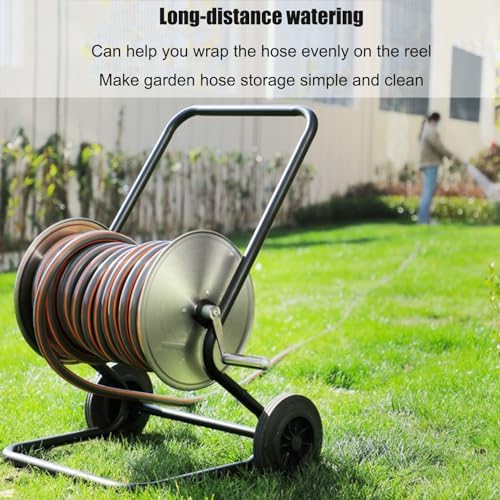 Heavy Duty Water Hose Reel Cart, Portable Garden Hose Holder with Large Capacity Spool, Industrial Metal Construction for Outdoor Watering, Car Wash, Yard Cleaning - Image 6