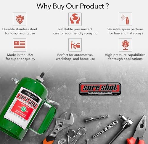 Sure Shot A1000G 32 oz Refillable Pressurized Steel Sprayer Can, Green - Image 5
