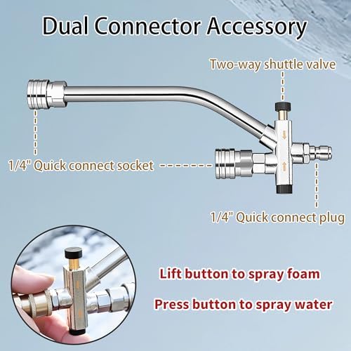 Selkie Foam Cannon with Pressure Washer Gun and Dual Connector, 3-in-1 Car Foam Cannon Kits with 1/4 Inch Quick Connector, 7 Pressure Washer Nozzle Tips, Dual-Connector Accessory - Image 6