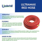 Underhill UltraMax Commercial Garden Water Hose, Heavy-Duty, Rubber, Flexible, Anti-Kink, 200 psi WP, 800 psi BP, H10-125R, 1 Inch x 125 ft NPSH, Red - Image 3