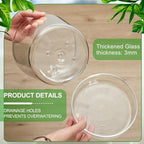 2 Sets 6 Inch Glass Planter with Drainage Hole and Tray Indoor Clear Plant Pots with Saucer Modern Decorative Orchid Glass Pot for Outdoor Flower Plants - Image 4