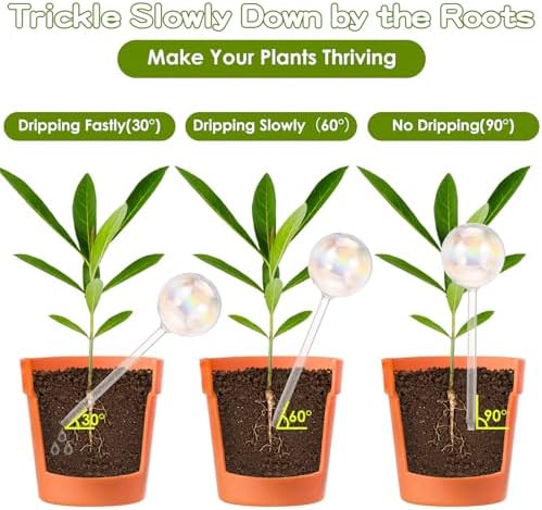 VZZNN 8 Pack Rainbow Glass Plant Watering Globes - Self Watering Planter Insert, Plant Watering Devices for Water Plants While Away, Indoor Outdoor Automatic Slow-Release Watering Bulbs - Image 6