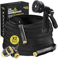 Flat Garden Hose 50FT – Non-Expanding, No-Kink, Leak-Proof Rubber Hose with Brass Fittings & 9-Function Nozzle – Lightweight, Flexible, Collapsible Water Hose for Garden, RV, Camper by Unknown