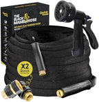 Flat Garden Hose 50FT – Non-Expanding, No-Kink, Leak-Proof Rubber Hose with Brass Fittings & 9-Function Nozzle – Lightweight, Flexible, Collapsible Water Hose for Garden, RV, Camper by Unknown