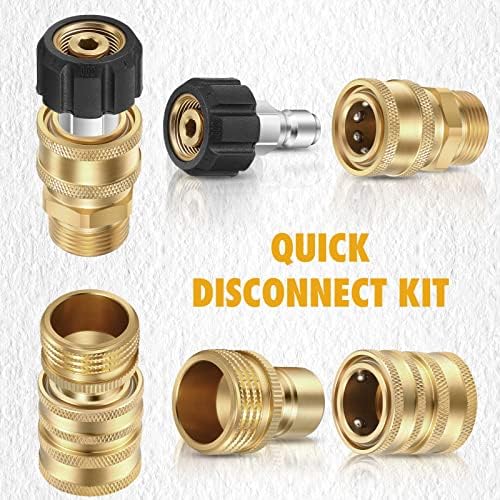 16 Packs Pressure Washer Adapter Set Connect Disconnect Kit Includes M22 Swivel to 1/2 Inch Connect 3/8 Inch to Quick Release 3/8 Inch Plug 1/2 Inch Plug 3/4 Inch Swivel Female Male for Garden Hoses - Image 4