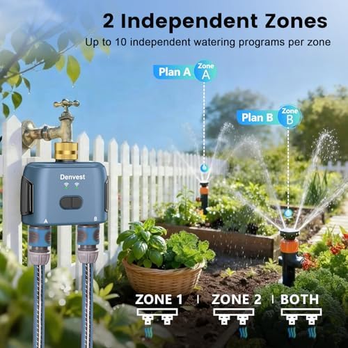 WiFi Water Timer for Garden Hose with Brass Inlet,Smart Hose Timer with WiFi Hub, APP & Voice Control,Up to 20 Watering Plans, 2-Zone Sprinkler Drip Irrigation System Controller for Yard Lawn Watering - Image 7