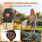 Retractable Garden Water Hose 82ft 1/2 inch, Wall Mounted Hose Reel with Automatic Rewind System, Any-Length Lock & Spray Nozzle for Efficient Yard Work - Image 4