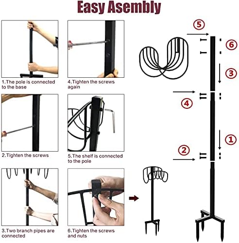 Heavy Duty Metal Water Hose Storage Stand Rack, Freestanding Garden Hose Holder Hanger - Image 6