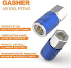 GASHER 12PCS Bule Quick Connect Air Coupler 1/4 Inch NPT Female Threads Size,1/4-Inch Female Industrial Coupler, (T-Style) - Image 3