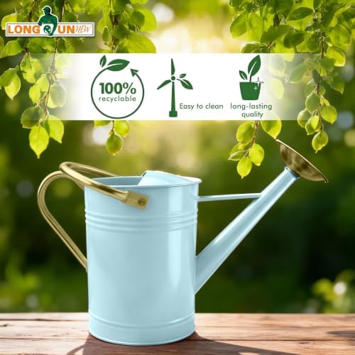 Gold Galvanized Iron Watering Can for Indoor Plants, DIY Watering Cans for House Plant Garden Flower, Long Spout Water Can for Outdoor Watering Plants 6.44L 1.7 Gallon (Blue) - Image 6