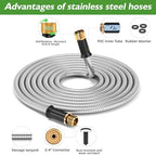 75 FT Leak-proof Stainless Steel Metal Garden Hose,Non-Expanding Water Hose - Image 4