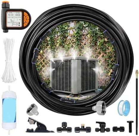 Ac Condenser Ac Mister Cooling System Kit, Anti Clog Design with Filter Mist System, Uniform Fine Mist Hose Misters Ideal for Sun Exposed Condensers by Unknown
