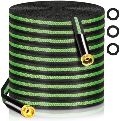 Garden Hose 75 ft Flexible Water Hoses Non-Expanding Lightweight Portable No Kink High Pressure Flat Fabric 3/4” fittings Leak-proof Durable Pipe for Outdoor Outside Yard Lawn Patio Watering Car Wash by kegemor