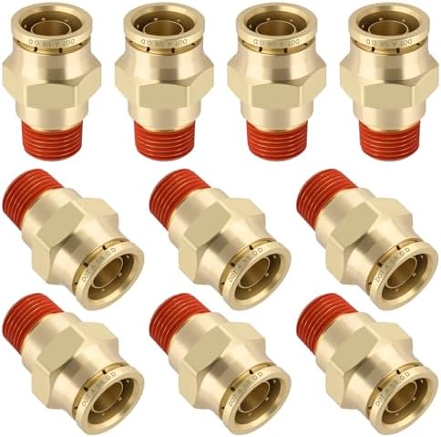 DOT Approved Male Straight Brass Union 5/8" Tube x 3/8" NPT, 10PCS by BOERAY