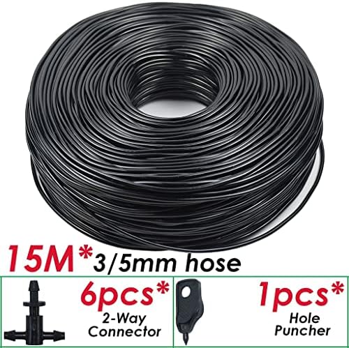 Garden 3/5mm PVC Hose Micro Drip Irrigation System, with 2-Way Connector 1/8'' Tubing Pipe Arrow Dripper Greenhouse(15M) - Image 2