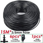 Garden 3/5mm PVC Hose Micro Drip Irrigation System, with 2-Way Connector 1/8'' Tubing Pipe Arrow Dripper Greenhouse(15M) - Image 2