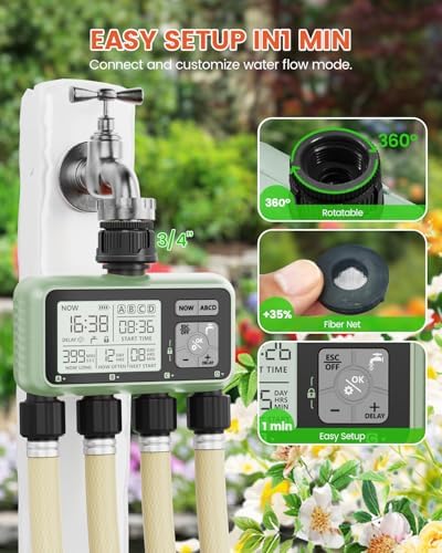4 Zone Sprinkler Timer, Programmable Water Timer for Garden Hose - Image 6