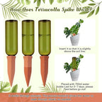 SiliFine 6 Sets Terracotta Watering Spikes,Emerald Green and Terracotta - Image 5