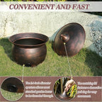 Metal Garden Hose Storage Pot,Vintage Copper Finish Hose Holder with Lid - Image 3