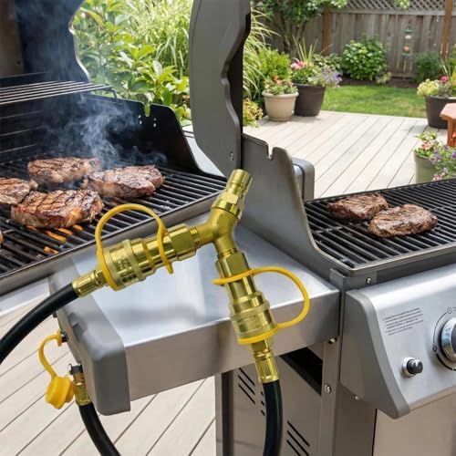 1/2 Inch Vatural Gas Y Splitter with Quick Connect Fittings & Shut Off Valve - Durable Brass Adapter for Grills, Heaters, Pizza Ovens, RVs (1/2" Female Pipe Thread x Flare)​​ - Image 7