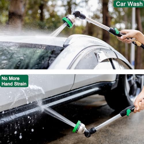 FANHAO Metal Garden Hose Wand, 16-Inch Heavy Duty Watering Wand with 9 Spray Patterns, 180° Rotating Long Garden Hose Nozzle Thumb Flow Control, Ideal to Water Hanging Baskets and Shrubs -Green - Image 6