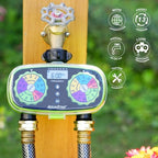 AQUASTAR Two-Zone Hose Watering Timer (Green), Automatic Irrigation for Lawn, Garden, Yard, Two Outlets - Image 4