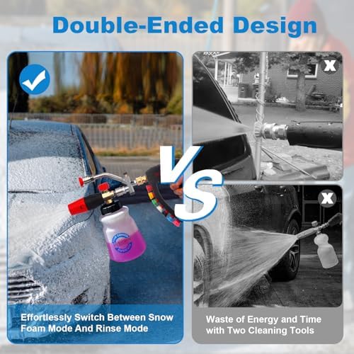 DUSICHIN Pressure Washer Gun Swivel Joint 4000 PSI Snow Foam Cannon Dual-Ended Shift Valve 7 Nozzles, Foam Lance Kit Dual Connector 7 Pressure Washer Tip holders 3/8“ Fitting M22-14 M22-15 DUS2913 - Image 4