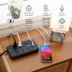 Geeni Smart Plug Power Strip, 6 Outlets & 2 USB Ports, Surge, 6 ft., Black - Image 2