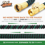 Flexi Hose with 8 Function Nozzle, 100FT - Lightweight Expandable Garden Hose, No-Kink Flexibility, 3/4 Inch Solid Brass Fittings and Double Latex Core - Black and Green - Image 3