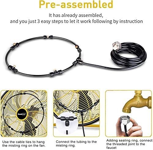 Outdoor Misting Fan Kit for a Cool Patio Breeze,Water Mister Spray for Cooling Outdoor,32FT (10M) Misting Line + 5 Brass Mist Nozzles + a Brass Adapter(3/4) Fit to Any Outdoor Fan - Image 6